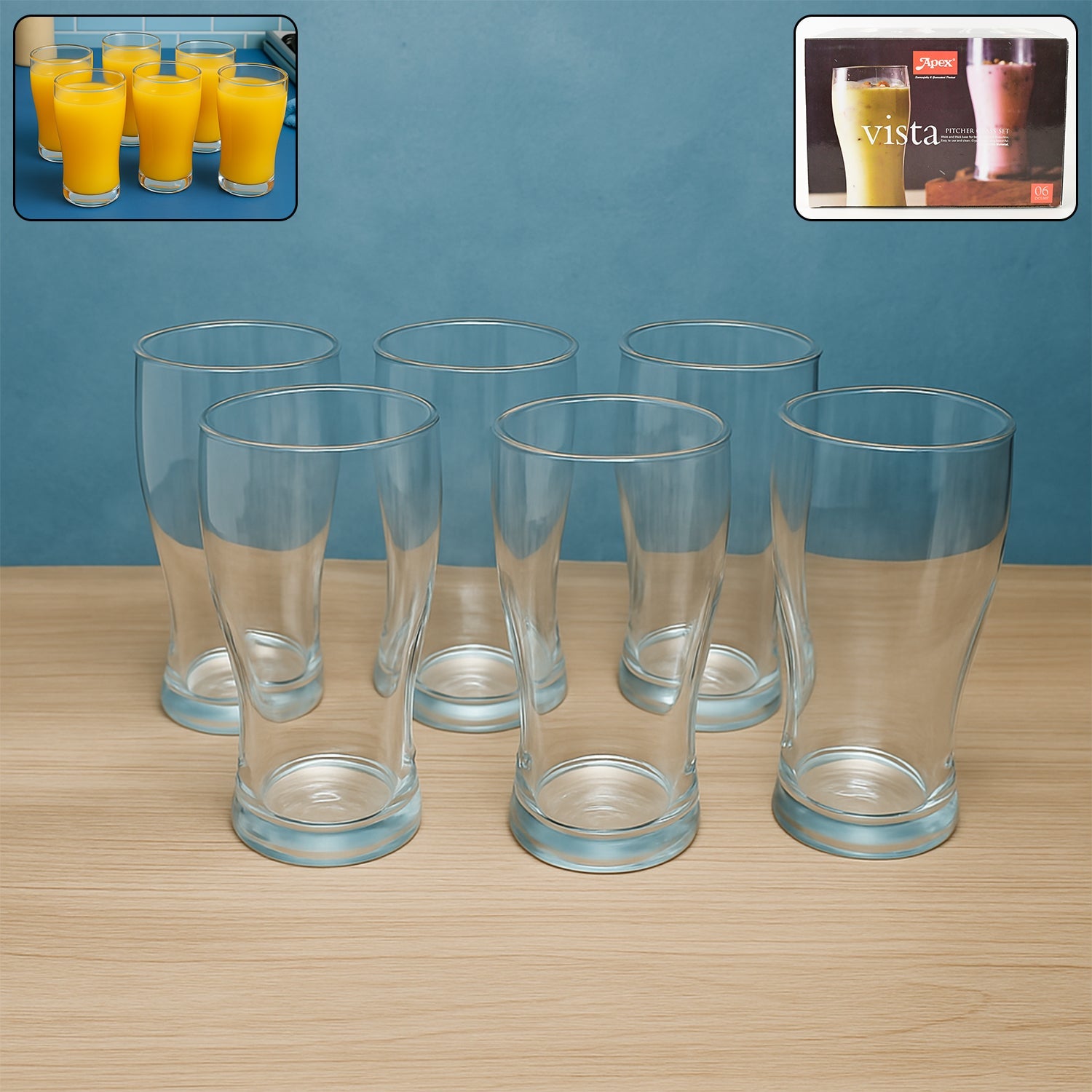 Apex Vista Unbreakable Pitcher Glass Set – 350 ML (Approx) | 6-Piece Apex Vista Unbreakable Pitcher Glass Set – 350 ML (Approx) | 6-Piece